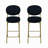 Velvet Upholstered Bar Stools Round  Set of 2 -1661711603