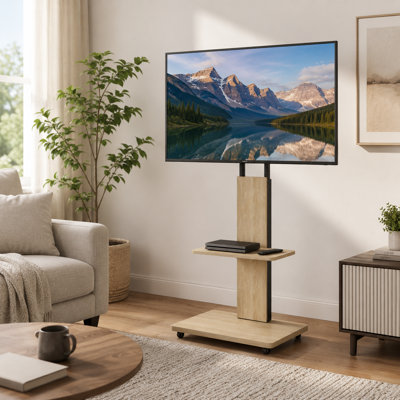 Meuble télé avec tablette pour le salon, la chambre à coucher, les bureaux, le chariot de télévision mobile pour 32 à 75 pouces, support de plancher avec roulettes verrouillables
