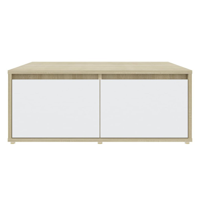 Allesandro Solid Coffee Table with Storage, Sonoma Oak/White