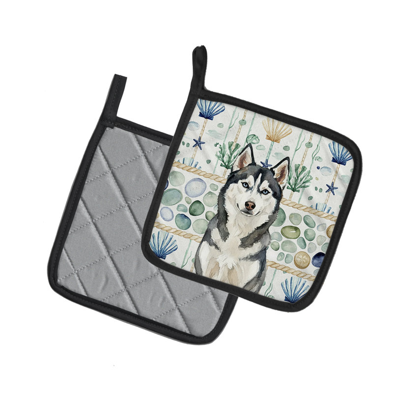Paire de poignées en verre Siberian Husky