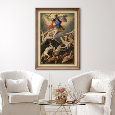 Archangel Triumph Over Fallen Figures Artwork, Classical Religious Angel Pictures, Framed Canvas Giclee Print Wall Art
