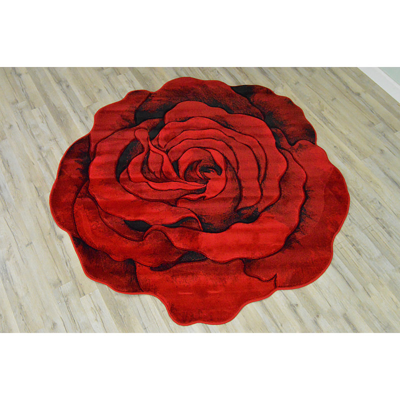 Tapis floral rouge Baseeth, Nouveauté 5 pi 3 po
