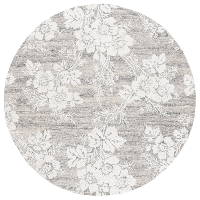 Panayiota Hand Tufted Wool, Viscose Floral Rug, Round 6'