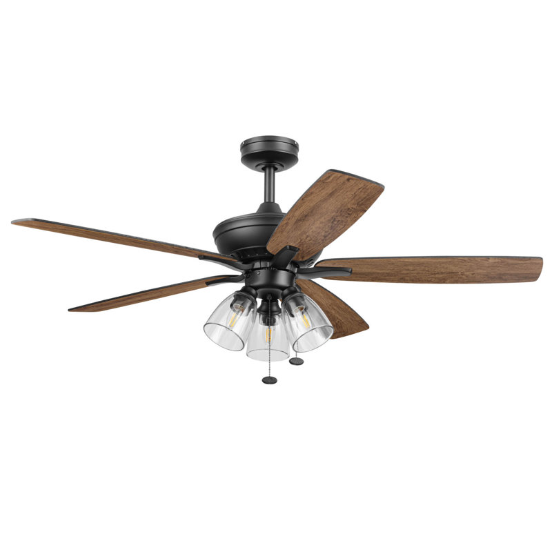 Glenmont  52" Indoor Matte Black Ceiling Fan With Light & Pull Chain