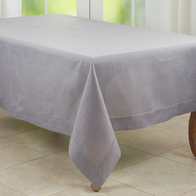 Slate Hemstitched Border Rectangular Fabric Tablecloth, 70" x 160"