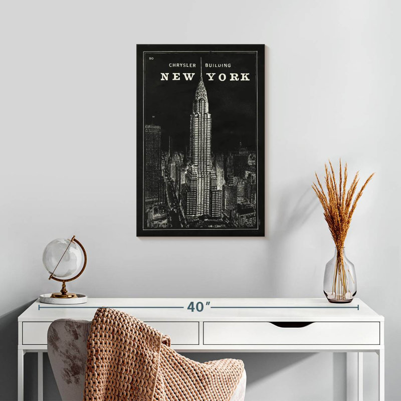 Lilie Blueprint Map New York Chrysler Building noir, H 24 po x l 16 po