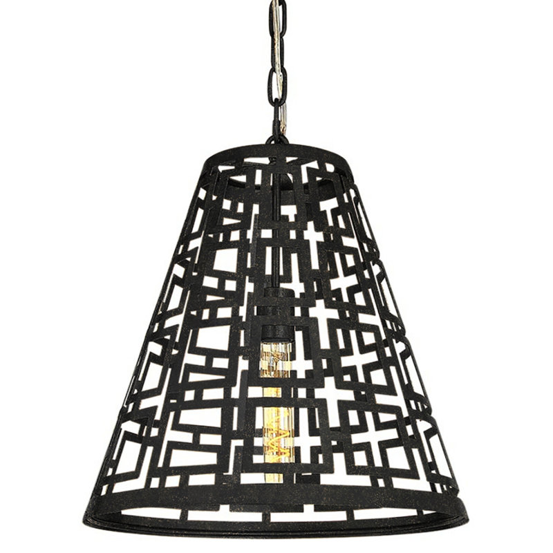 Luminaire suspendu conique à 1 lumière Fifth, Noir antique