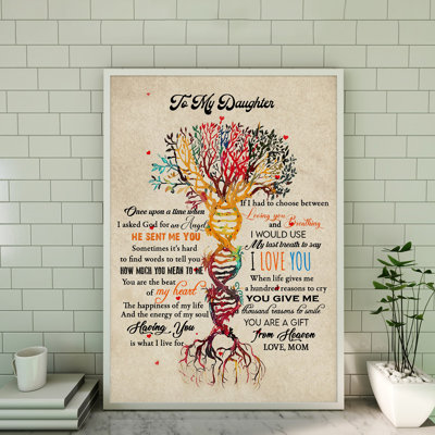 ADN Tree To My Daughter Gallery Wrapped Canvas - For Daughter Decor, Yellow And Red Home Decor