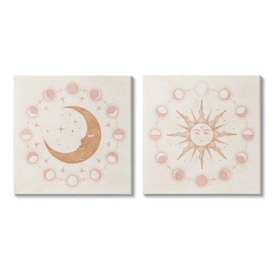 «Celestial Sun Moon Phases Astrology Illustration» par Nina Blue - ensemble de 2 impressions