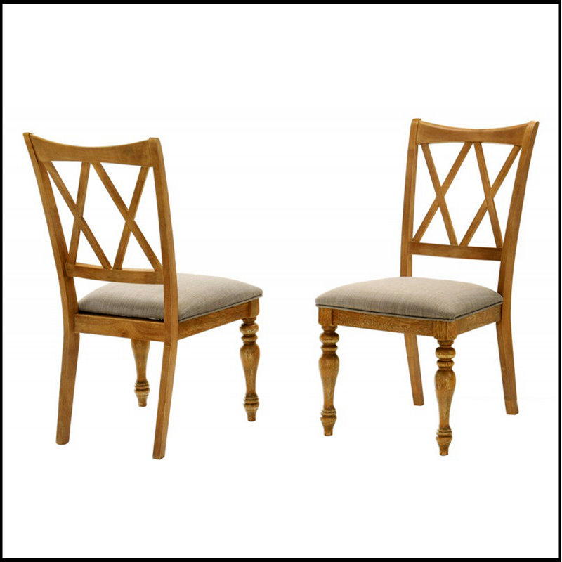 Ensemble de 2 chaises de salle à manger en chêne naturel antique