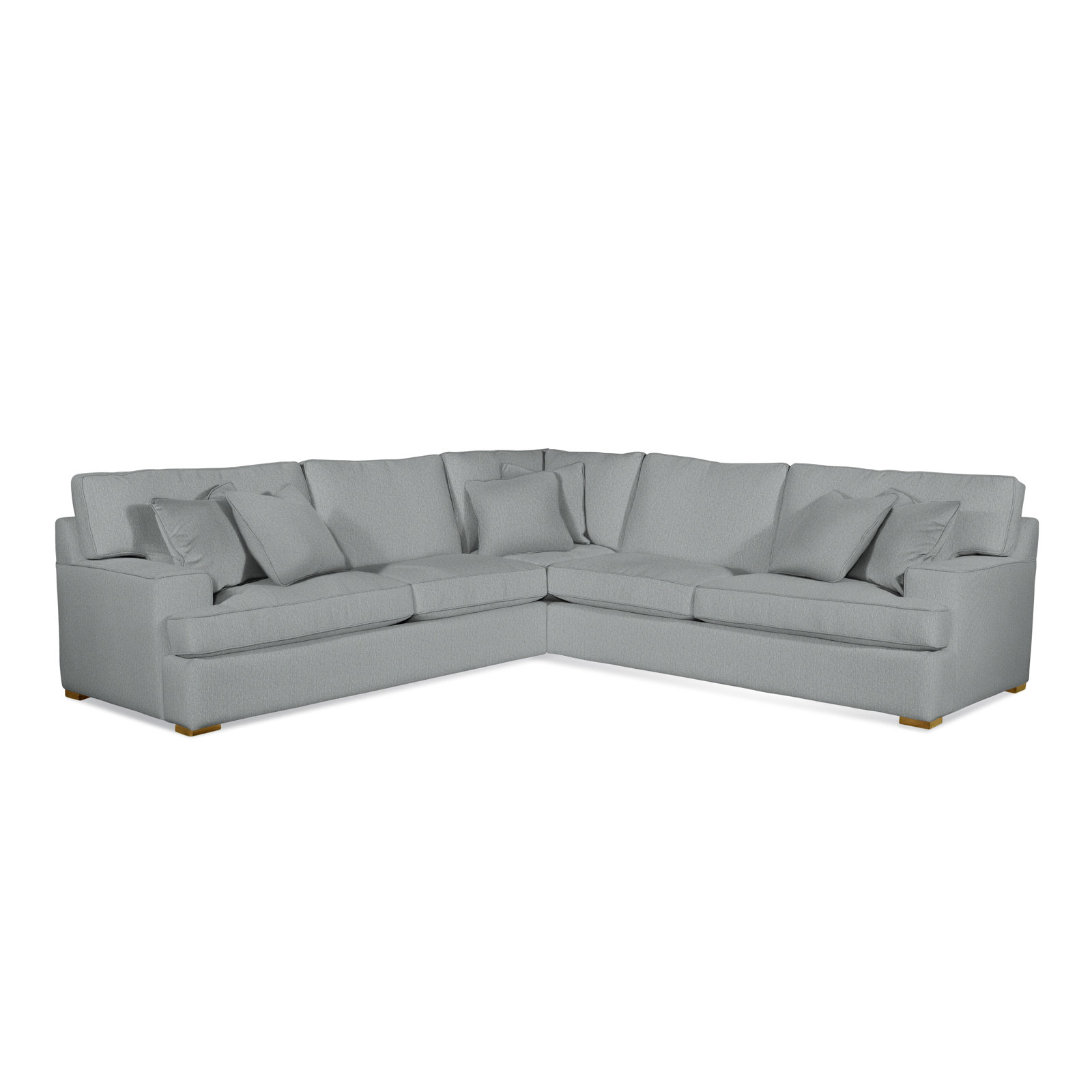 Sadie L-Sectional, Havana Finish, Light Blue Performance Fabric; 0851-55