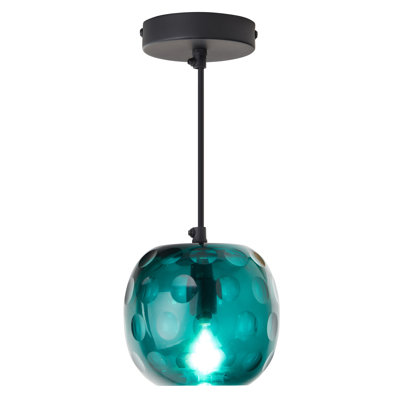 6"W Hilary Retro Hand-Blown Glass Globe Shade Pendant - George Oliver