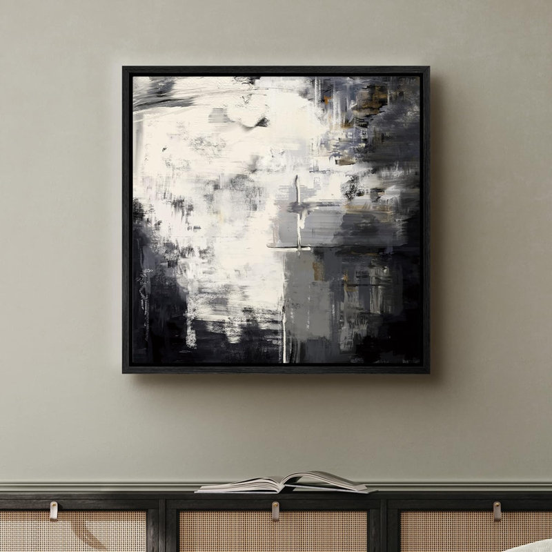 Formes abstraites encadrées sur toile, Noir, H 16 po x l 16 po