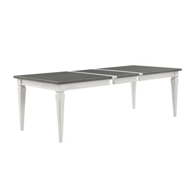 Rustic Grey & Weathered White Finish Dining Table W/Leaf