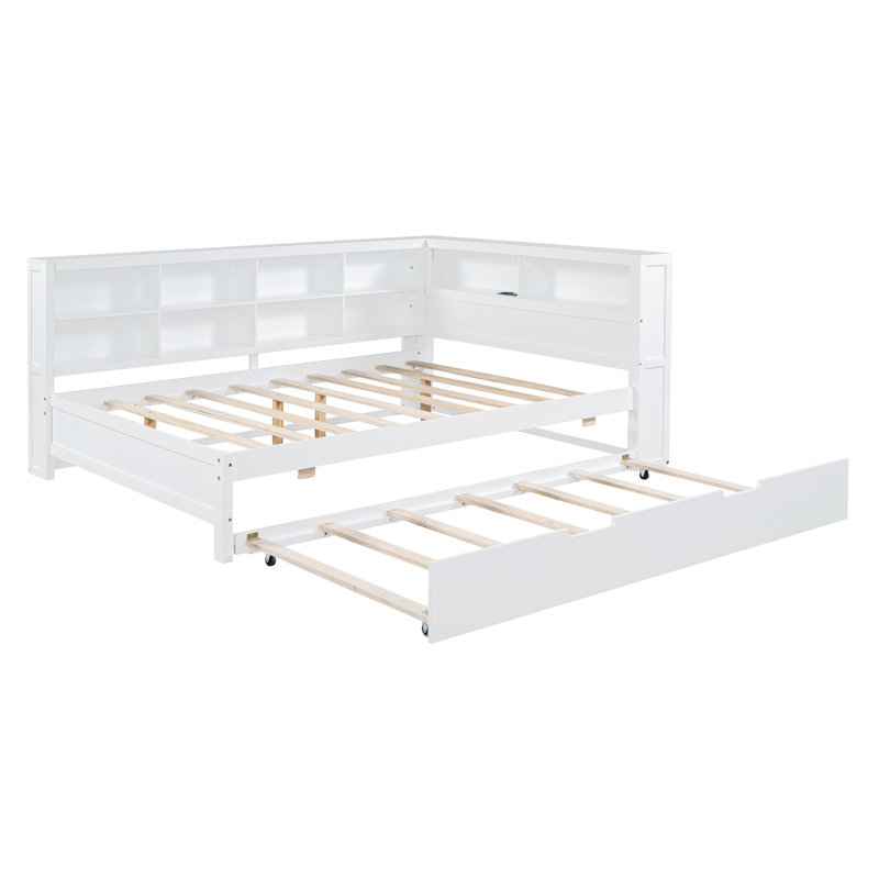 Lit bibliothèque avec couchette Dumbarton Erby, Simple, Blanc