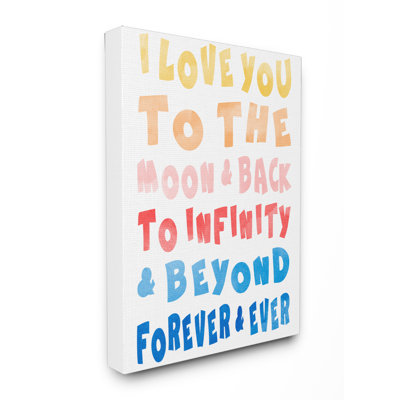 Art textuel sur toile Gupton Love to Moon and Back Rainbow