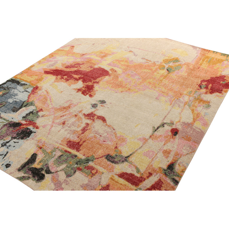 Distressed Homage Hand Knotted Wool Abstract Area Rug, Rectangle 12' x 18'
