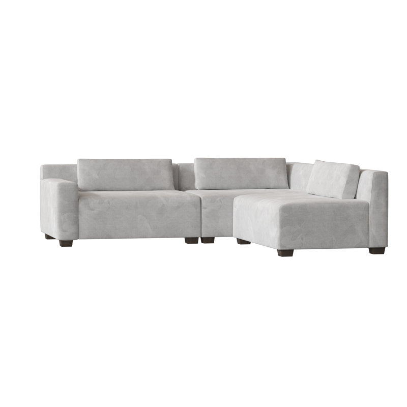 Alisa Chaise Sectional, Bella White Performance Velvet, Natural