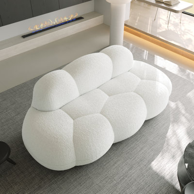 90.55" 3-seat Upholstered Berber Fleece Cloud Sofa, No Assembly Required