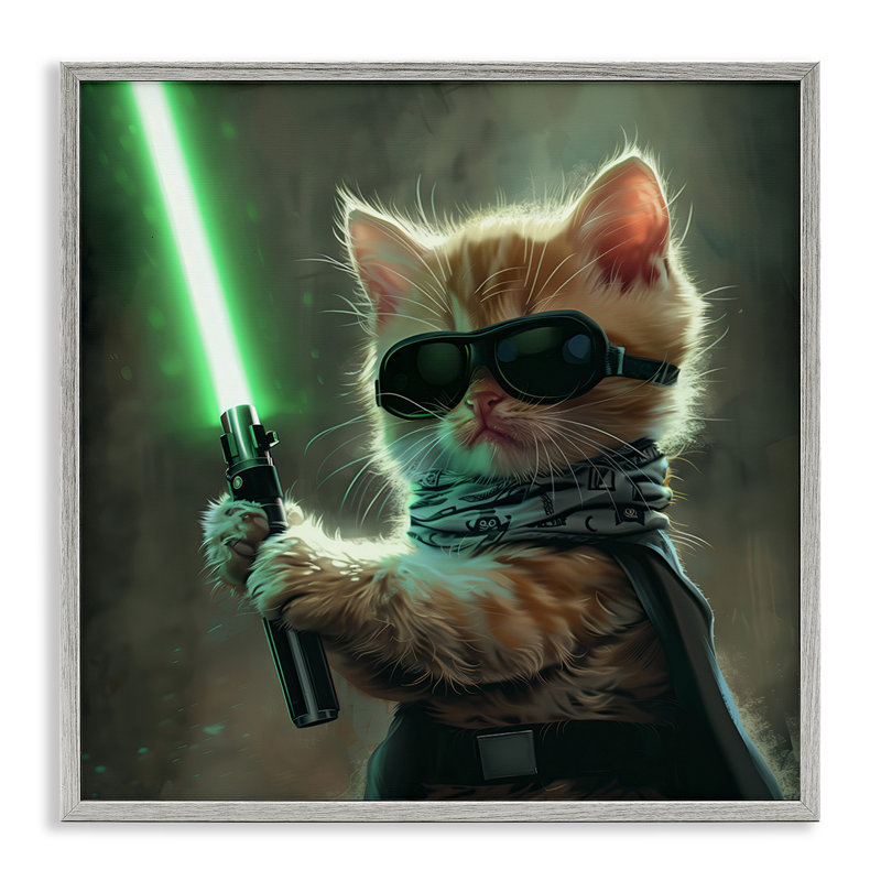  «Sci-Fi Kitten with Saber», art de la giclée encadrée par Jim Baldwin, Estampe numérique Farmhouse, H 12 po x l 12 po