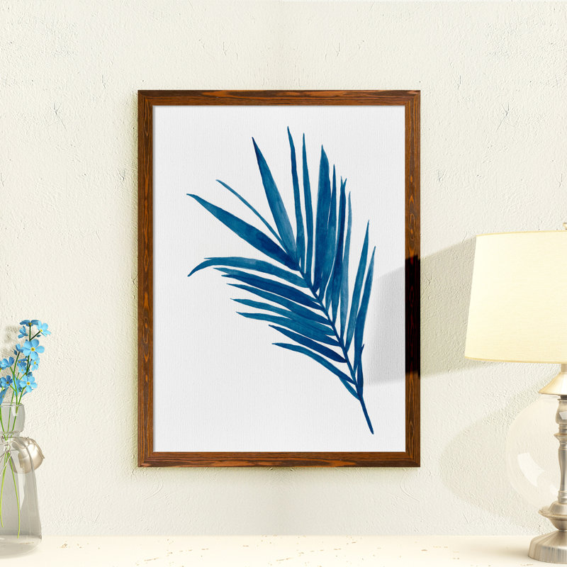 Indigo botanica iii-reproduction d’art encadrée, Toile avec encadrement ébène, H 28 po x l 38 po x P 1,3 po