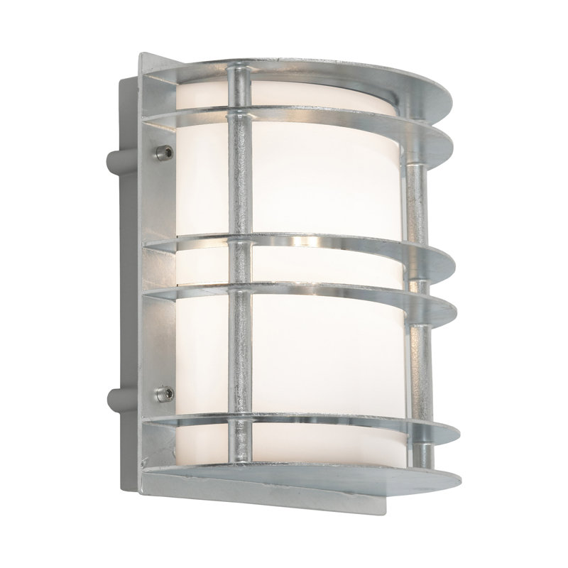 Ullmann Outdoor Bulkhead Light, Opal Galvanised, 60W E27