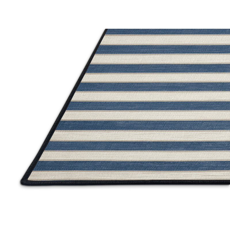 Tapis gris à rayures horizontales lavable à la machine, Rond 4 pi