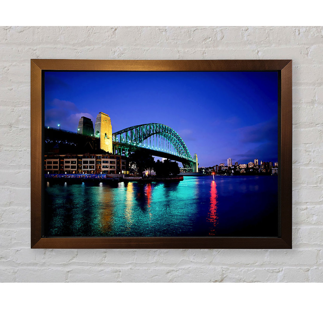 Gerahmtes Leinwandbild Sydney Harbour Bridge Blue Glow