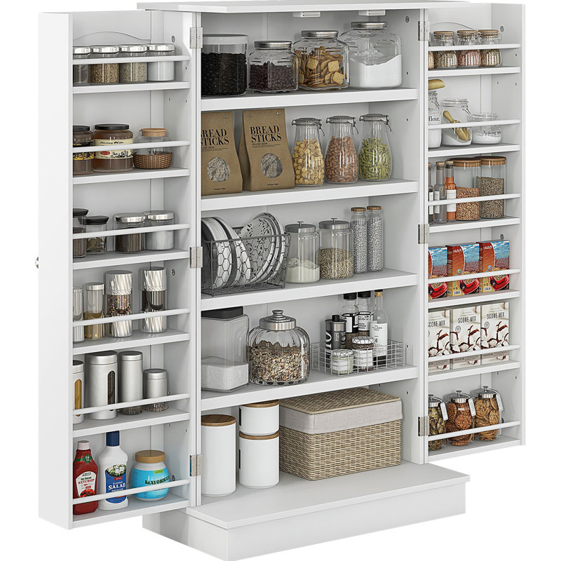 Armoire de cuisine avec étagère à 5 niveaux, 12 étagères à épices