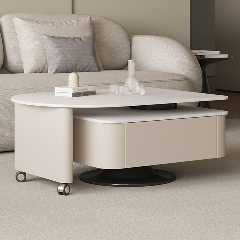 Table à thé multifonctionnelle de qualité crème, H 16,93 po x L 70,87 po x l 27,56 po