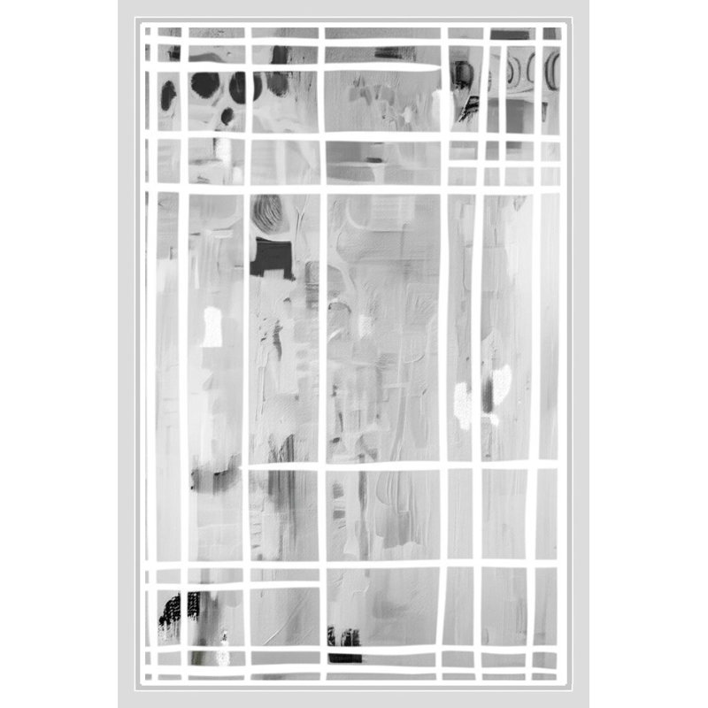 Monochrome Abstract Grid Pattern - Framed Canvas Wall Art, 18" H x 12" W, White
