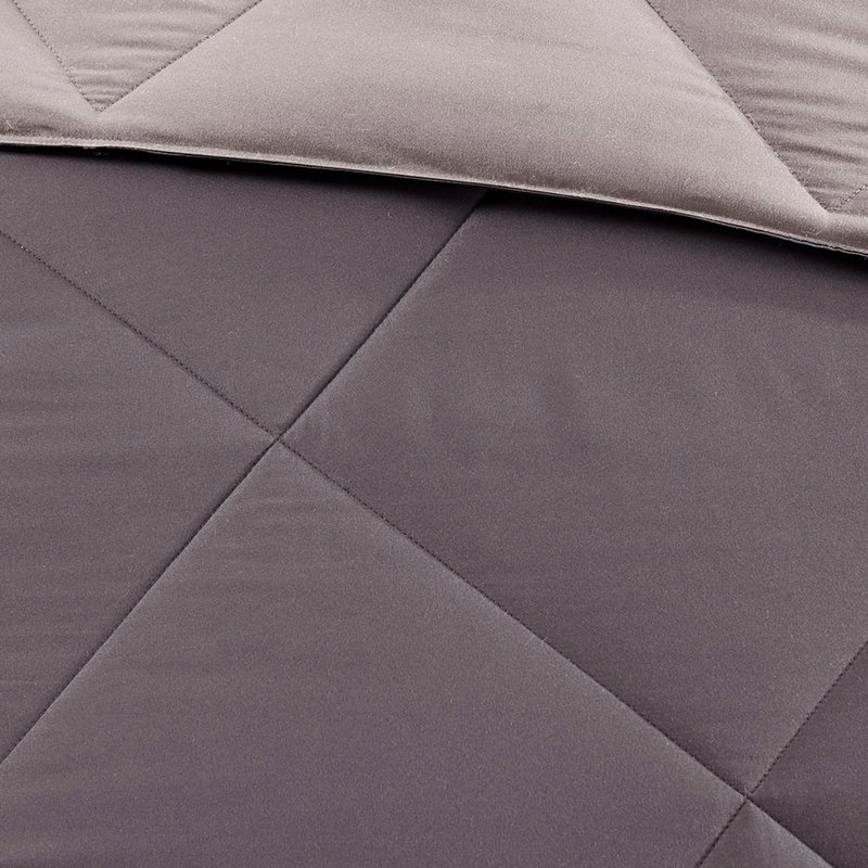 Édredon gris de 3 m pour très grand lit, 2 taies décoratives, réversible doux et chaud