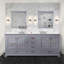 Meuble-lavabo double blanc 80 po X P 22 po D, avec plateau en quartz blanc-117843359