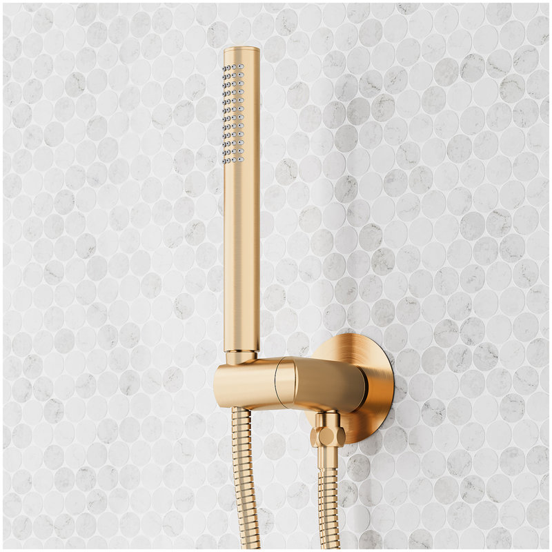 Vassor Thermostatic Shower System With Hand Shower - Brushed Gold, Brushed Gold