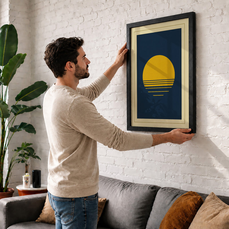 Desert Under Stars Art Deco - Framed Print, A4 - 29.7 x 21.0 cm, Oak