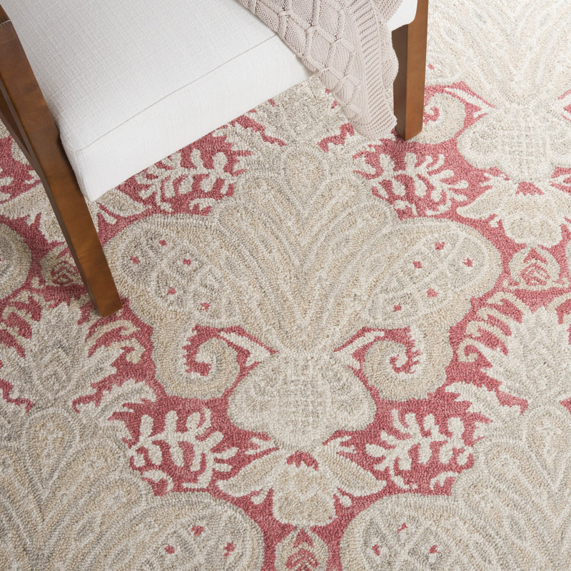 Hippocrates Hand Tufted Wool And Cotton With Latex Ikat Rug, Round 5'