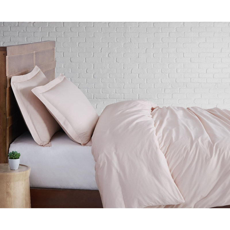Blush Cotton King Duvet Cover Set with Shams