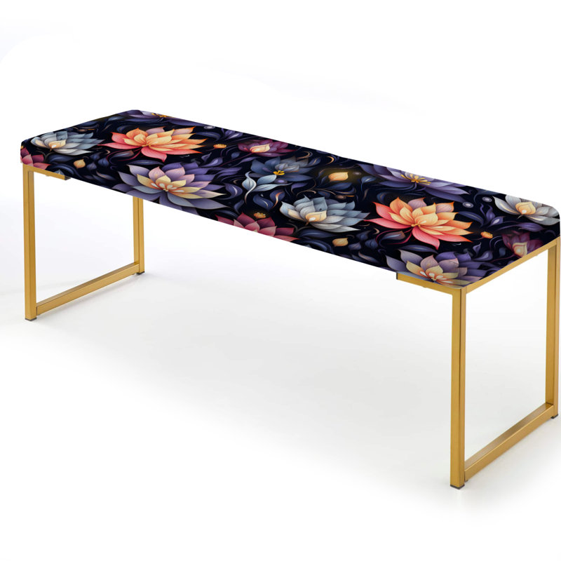 Peaceful Presence Mediation - Botanical Upholstered Gold Bench