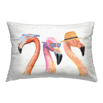 Summer Ready Flamingos Printed Outdoor Throw Pillow Design by Jennifer Redstreake
