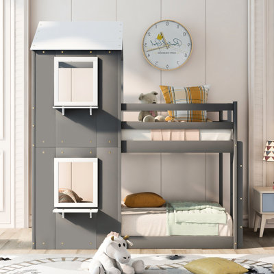 Twin Over Bunk Bed (white) - With A Window For Natural In White Built With Construction Long-term Use