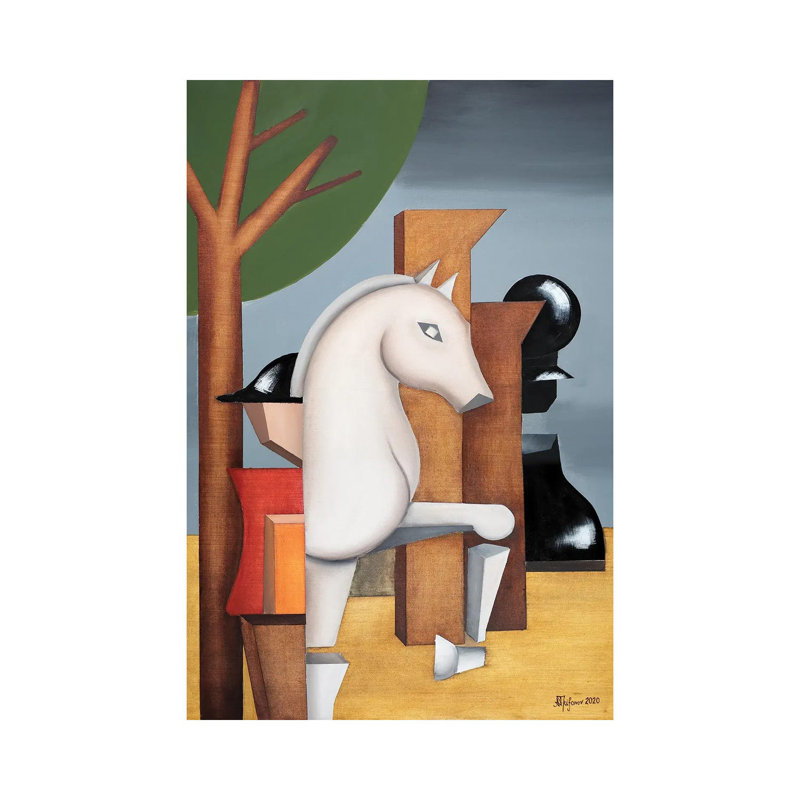 «Chess» par Alexander Trifonov - peinture sur toile tendue, H 26 po x l 18 po x 1,5 po