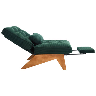 Adjustable Backrest Accent Chair with Integrated Foldable Ottoman, Corduroy Upholstered Indoor Lounge Recliner Chair for Living Room Bedroom