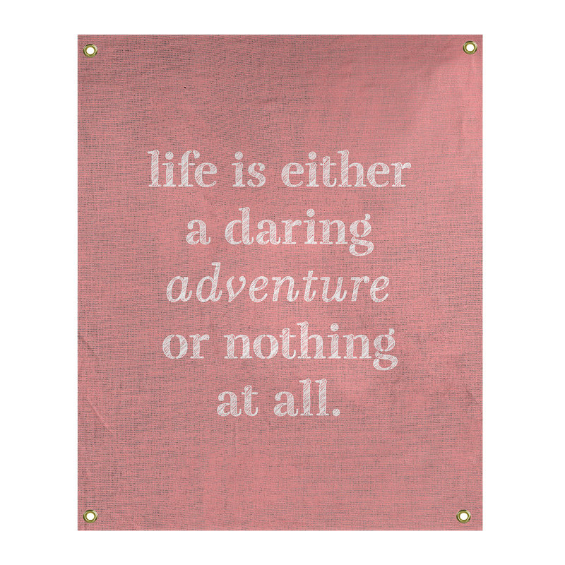 Tapisserie en polyester "life quote" adventure, H 36 po x l 26 po, Rouge / Blanc