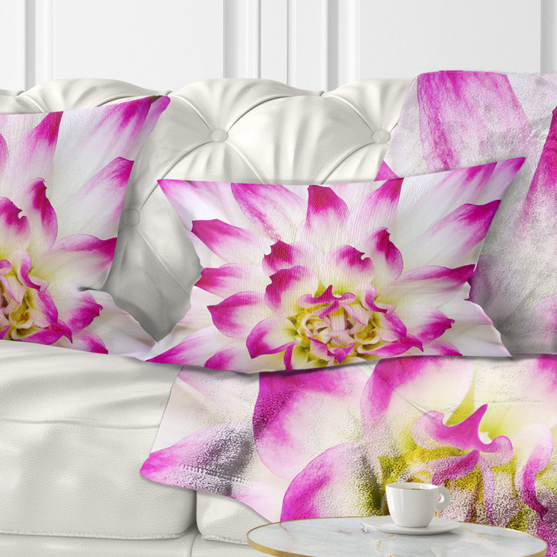 Smooth White Rose Floral Petals - Coussin décoratif imprimé floral, Rectangulaire, 12 po x 20 po
