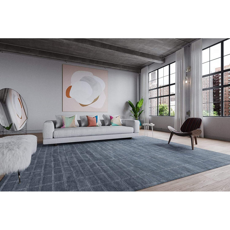 Handmade Silk and Wool Geometric Area Rug, Rectangle 2' x 3'