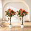 Set of 2 Faux Rose Tree in Pots, Artificial Floral Arrangement for Garden & Living Space Decor