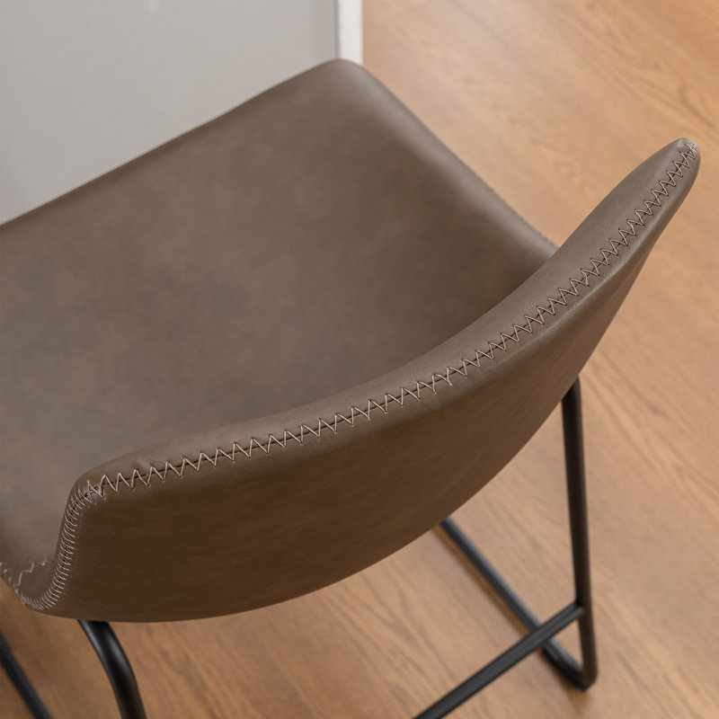 Anke Vegan Leather Armless, Dark Brown, Counter Stool (24” Seat Height)