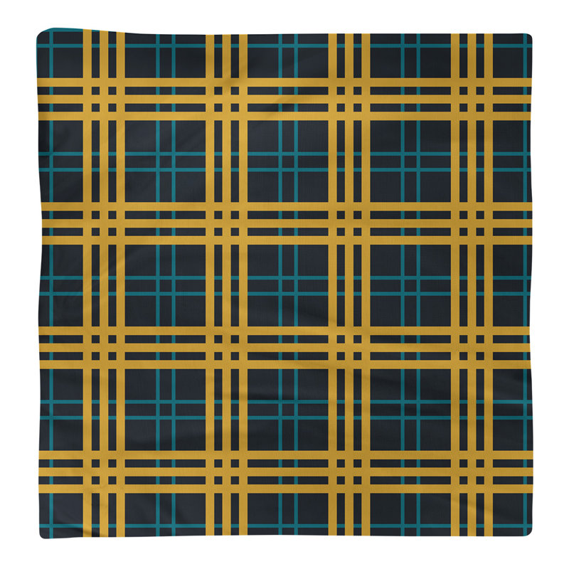Plaid Square Napkin, Black/Teal/Gold, 10" x 10", Cotton