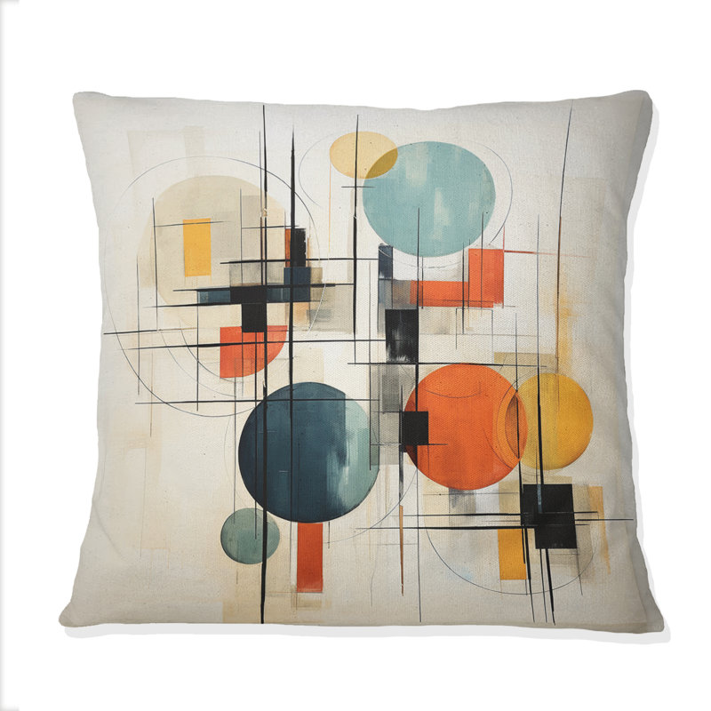 Coussin décoratif coloré à motif géométrique Mid Century Patchwork II
