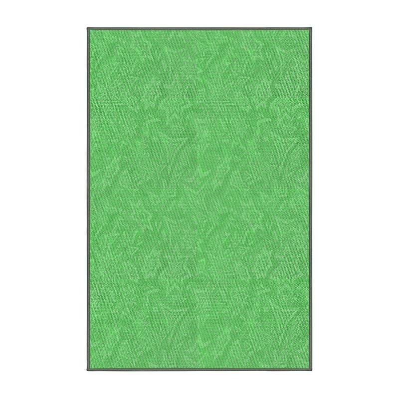 Laine tissée à la machine abstraite et polyester vert/jaune Tapis décoratif, Rectangle 3 pi x 5 pi